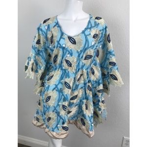 SAKARA Bola Tito Top Floral Blue beach Coverup